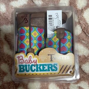 Baby Buckers Twister Infant Boots - Multicolor Heart Print (Size 3)